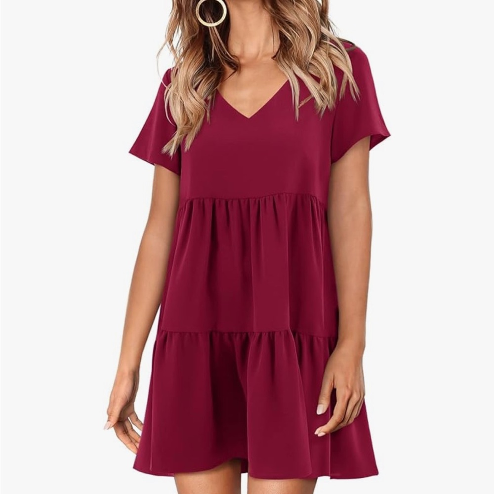 Amazon short sleeve red swing dress worn once